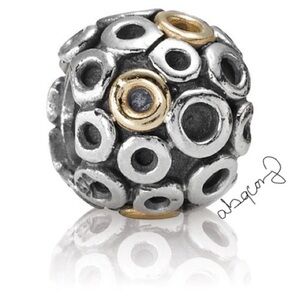 EUC Pandora 790325 Sterling Silver w/ 14K Yellow Gold Oh! Charm